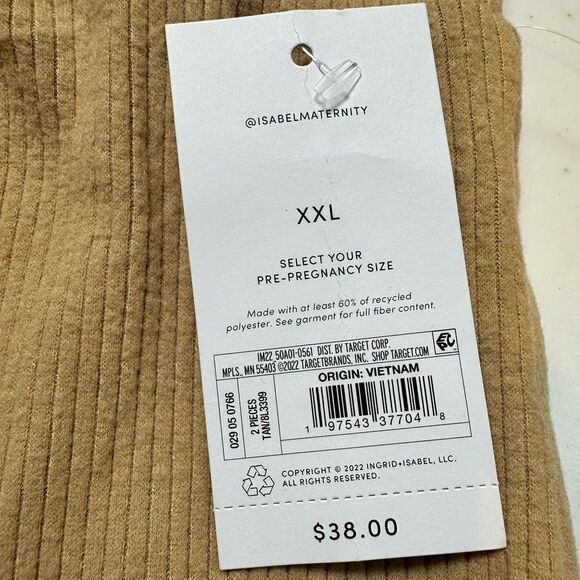 NWT Ingrid + Isabel Maternity Tan Knit Ribbed Pencil Midi Skirt - Size XXL - Picture 5 of 5